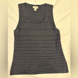 Ann Taylor Charcoal Tank Top with Shimmer Stripes